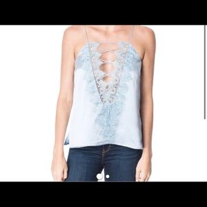 Cami NYC Charlie Charmeuse Powder Blue Silk TankXS